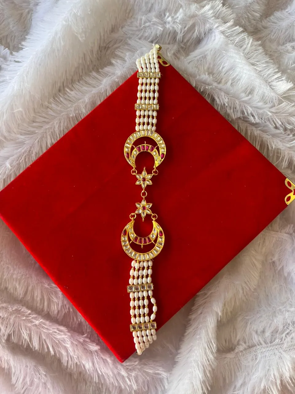 JB15.1 Premium Golden Shishphool with Pearl & Kundan Work - Image 1