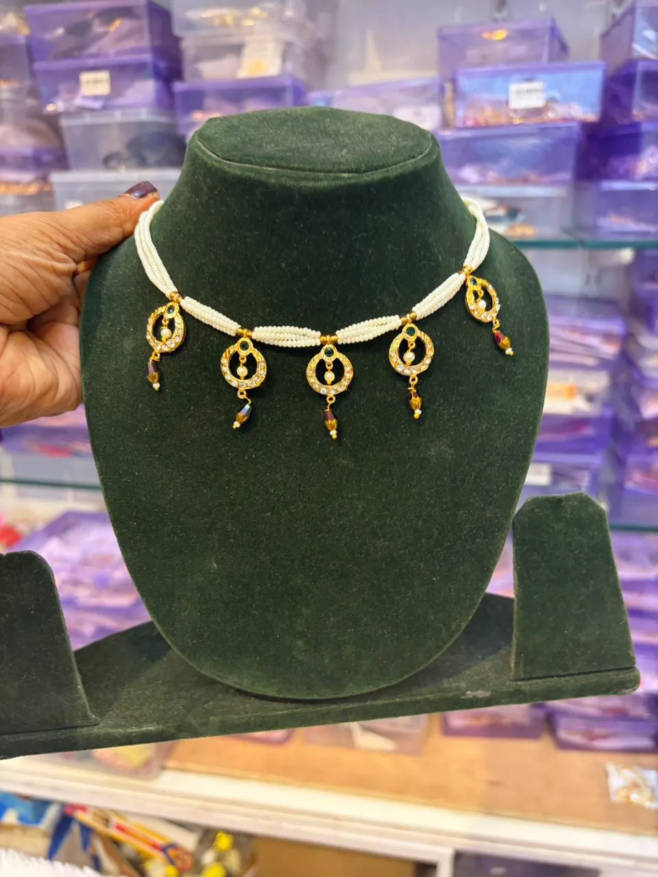 JB32.1 Rajputi AD Stone Patdi Necklace (Without Earrings) - Image 1
