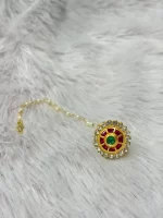 Royal Pink Green Kundan Rakhdi (Borla) - Image 2