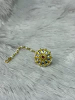 Traditional Floral Rakhdi with Pink Stones