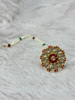 Traditional Floral Rakhdi with Red Kundan