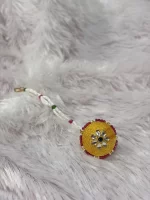 Gold Look Pink Green Kundan Rakhdi (Borla)