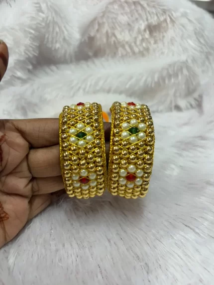 Traditional Rajputi Gold Ponchi (Kundan Hand Jewellery)