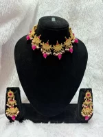 Designer Pink Chand Set with Earrings
