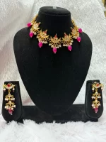 Royal Heavy Pink Kundan Chand Jewellery Set - Image 3