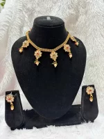 Classic South Indian Style Minimal Necklace Set - Image 2