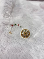 Traditional Floral Rakhdi with Green Stones - Image 2