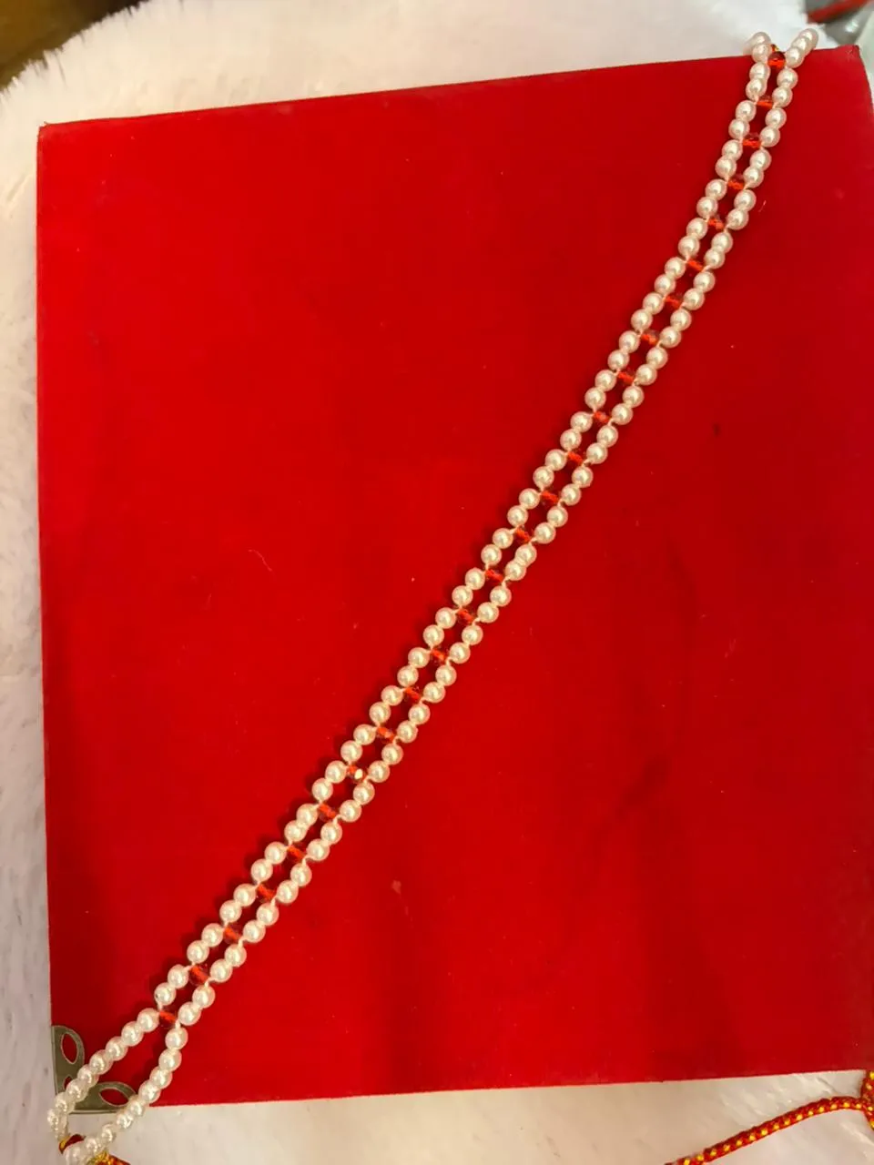 JB101.1 Royal Red Stone Pearl Mehri with Dori - Image 1
