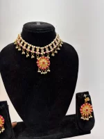 Beautiful Floral Necklace Set with Earrings - Image 2