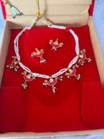 Beautiful White Chidd Pink Chand Patli Set - Image 2