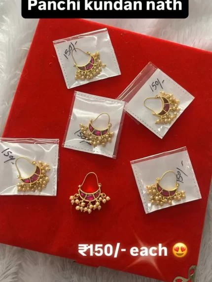 Panchi Kundan Pink Nath