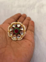 Beautiful White Kundan Floral Rakhdi Medium