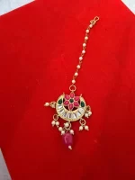 Elegant Pink Kundan Tikka - Image 2