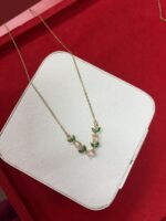 Anti tarnish tulip pink green chain - Image 2